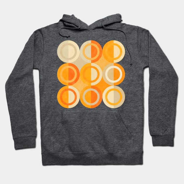 Geometric Shapes Orange Grey Circles Hoodie by FAROSSTUDIO